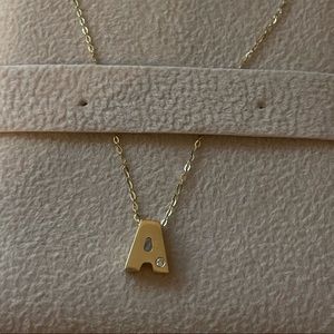14k yellow gold and diamond initial necklace